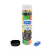 Doms Neon Rubber Tipped HB/2 Graphite Pencil Jar Pack of 30 with Sharpener, Eraser & Scale for Students and Artists