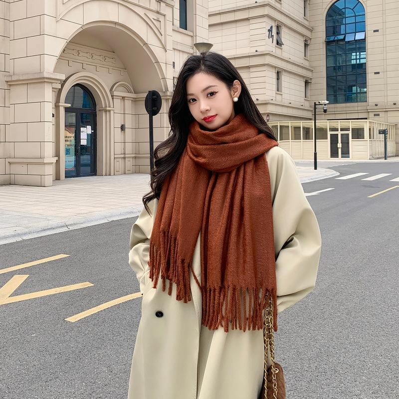 Mink hair scarf light luxury high-end imitation cashmere scarf women's winter Korean atmosphere men's shawl scarf autumn and winter