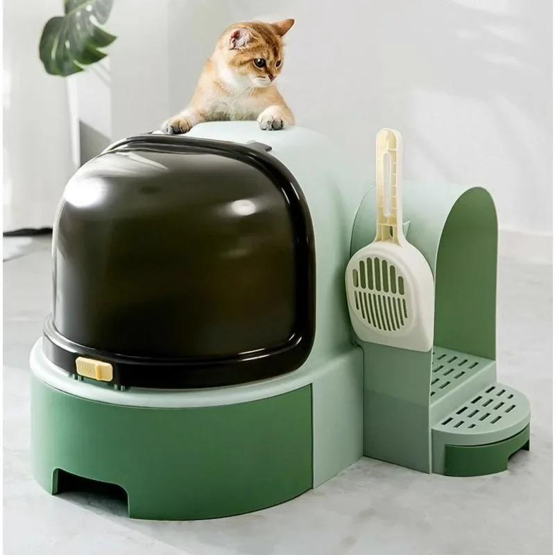 Super Large Drawer-Style Cat Litter Box Fully Enclosed Design with Flip-Top Lid Sand-Proof Toilet for Cats Spacious Litter Tray