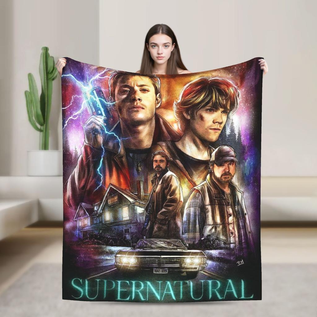 Supernatural TV Flannel Blanket  Super Soft Throw Blanket for Living Room Decorative Graphic Bedspread Sofa Bed Cover