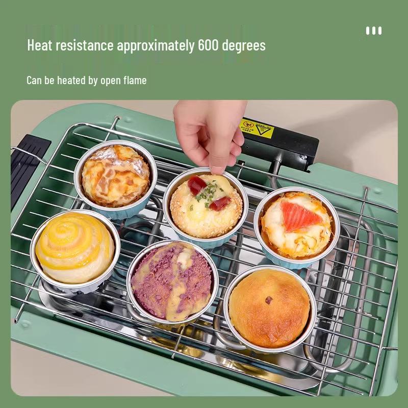 Air Fryer Disposable Aluminum Foil Tins: Paper Cupcake Mold, Oven Safe, Household Tart Plates