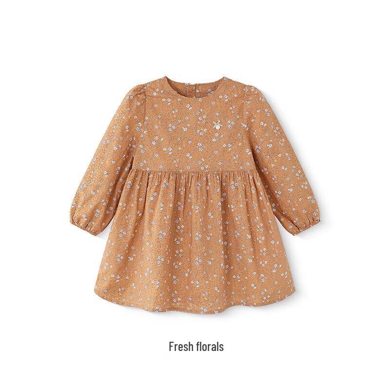 YEEHOO Baby Girls' Floral Print Long-Sleeve Dress