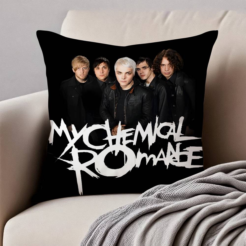 My C-Chemical Romance Pillow Case Anti-dustmite Pillowcase Invisible zipper silky short plush Sofa cushion cover