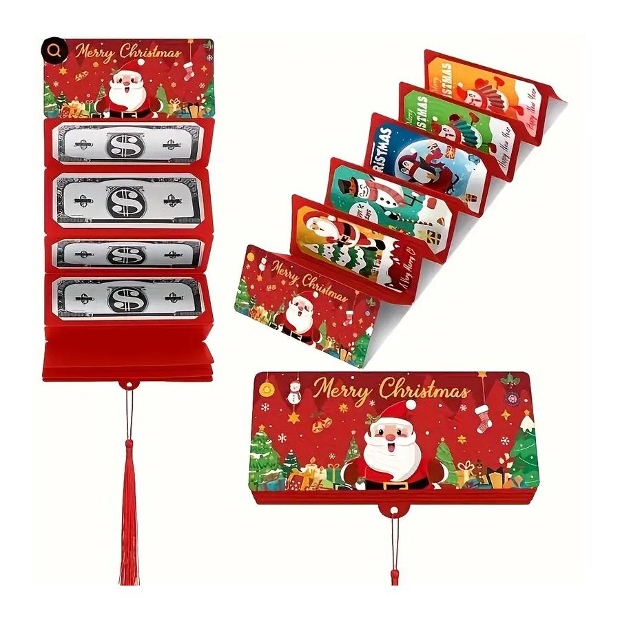 

Рождественский креативный складной красный конверт на 10 карточек, красный, зеленый и синий три цвета на выбор, держатель для подарочной карты на рождественскую тематику, праздничные подарочные принадлежности 1pc красный
