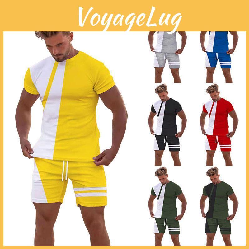 Sports Suit Leisure Mens Fitness Summer Leisure Breathable Refreshing Short Sleeve Oversized Mens Shirt Y2k Style Suit