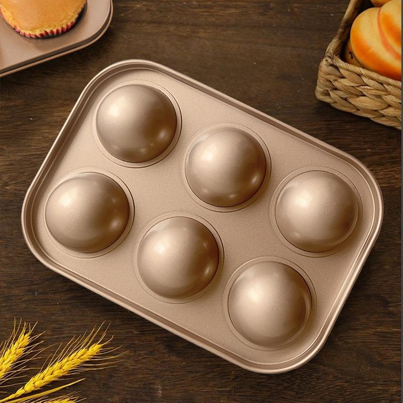 1Pc 6-Cavity Carbon Steel Cake Pan DIY Small Muffin Pan Mini Baking Molds Easy Release Non-stick Cupcake Baking Mould