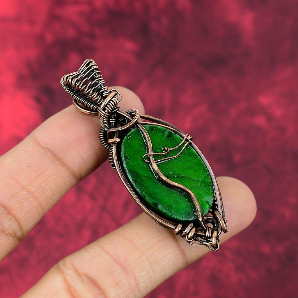 Green Fire Labradorite Pendant Copper Wire Wrapped Pendant Antique Pendant Handmade Copper Jewelry Natural Gemstone Pendant Gifts For Mother