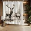 Majestic Elk Forest Shower Curtain - Tranquil Wildlife Design, Male & Female Elk by Misty Pond, Durable Polyester,  Bath Decor