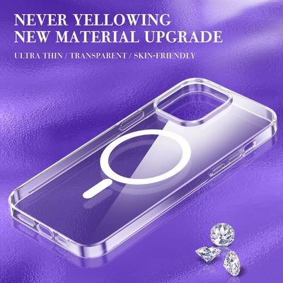 For Apple Mobile Phone Case 13pro Transparent Magnetic PC Hard Shell Anti-yellow and Scratch-resistant for IPhone16/15pm Mobile Phone Case