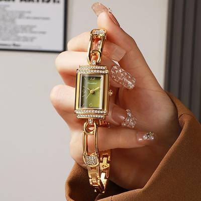 Reloj de Pulsera Cuadrado con Incrustaciones de Diamantes Estilo Xiaoxiangfeng Premium para Mujer Xiaoju Reloj de Señora