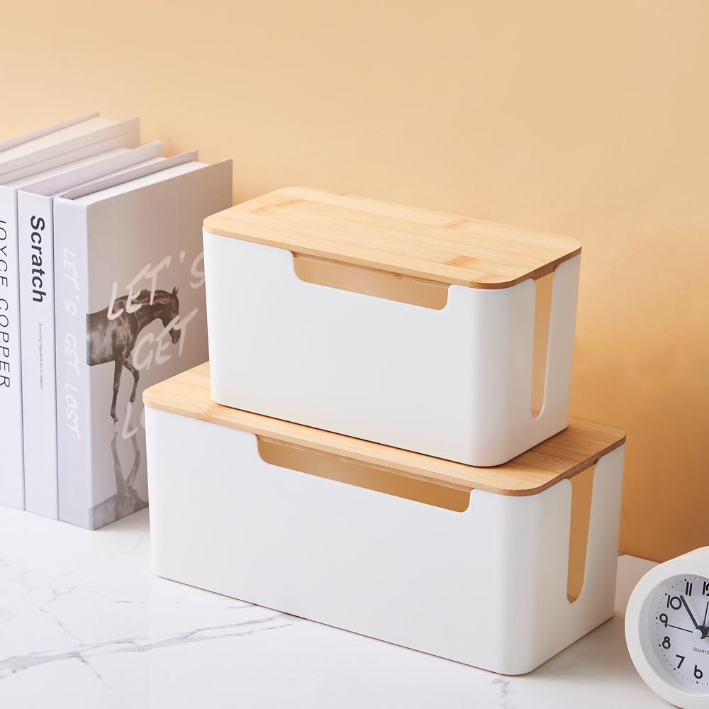 Plastic PP Cover Power Cord Storage Box Cable Management Box with 4 Exits Eco-Friendly Patch Board Storage Box