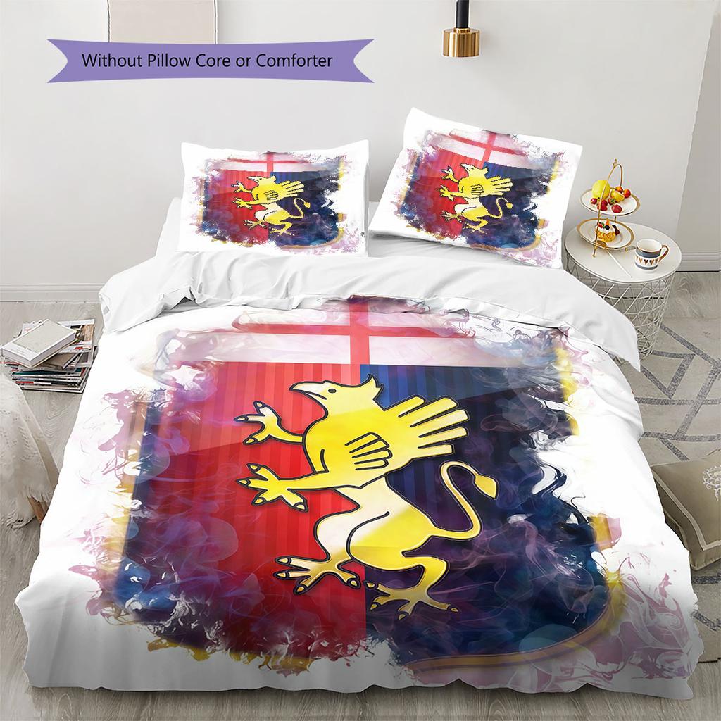 Genoa C.F.C. Logo Bedding Quilt Set Quilt Cover Pillowcase Home Decoration Birthday Gift (1 * Duvet Cover + 2 * Pillowcase, Without Core)