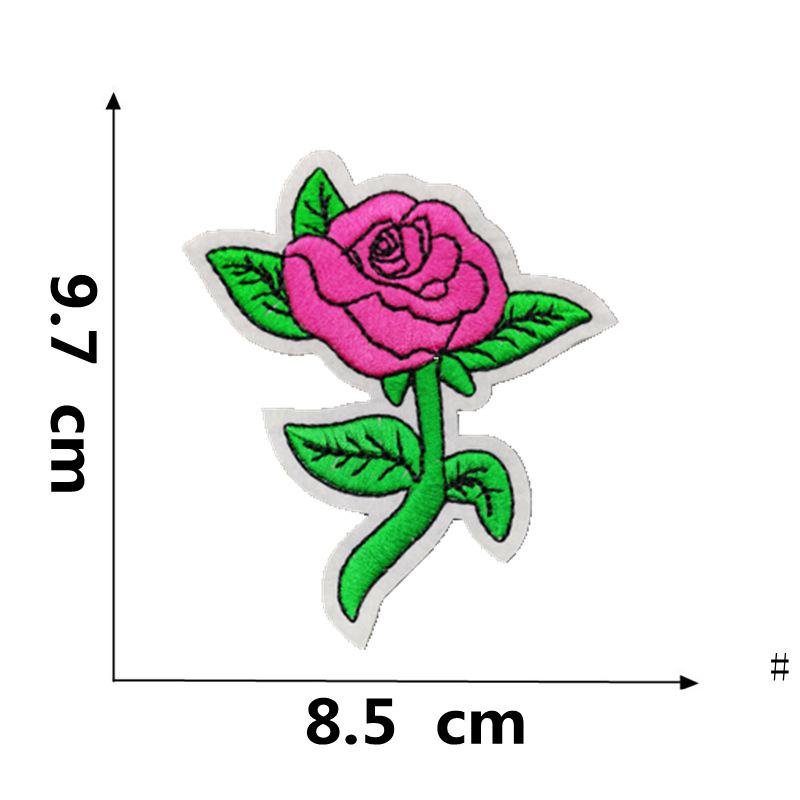 Rose Plum Blossom Embroidered Iron-On Fabric Patch for Clothing Decoration