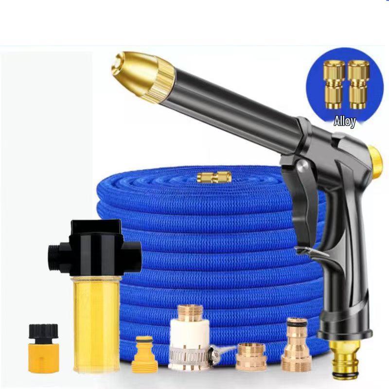 High-Pressure Car Wash Water Gun with Retractable Soft Hose & Nozzle for Tap Water & Flower Watering