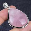Rose Quartz Gemstone Handmade 925 Sterling Silver Jewelry Pendant 2.17" O5Q08
