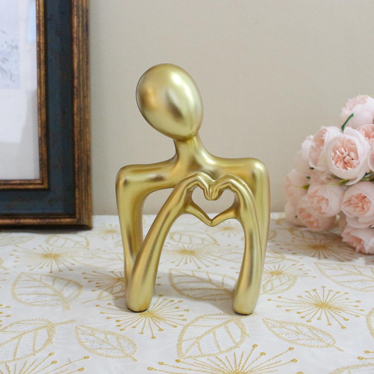 1 piece Valentine s Day golden minimalist decorative piece, Valentine s Day gift, New Year home decor heart-shaped ornament, res золотой