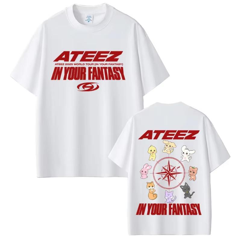 Korean Band ATEEZ in Your Fantasy 2025 World Tour T Shirt Funny Cartoon Tshirt Unisex Women Kpop Fashion Trend Short Sleeve Tshirt