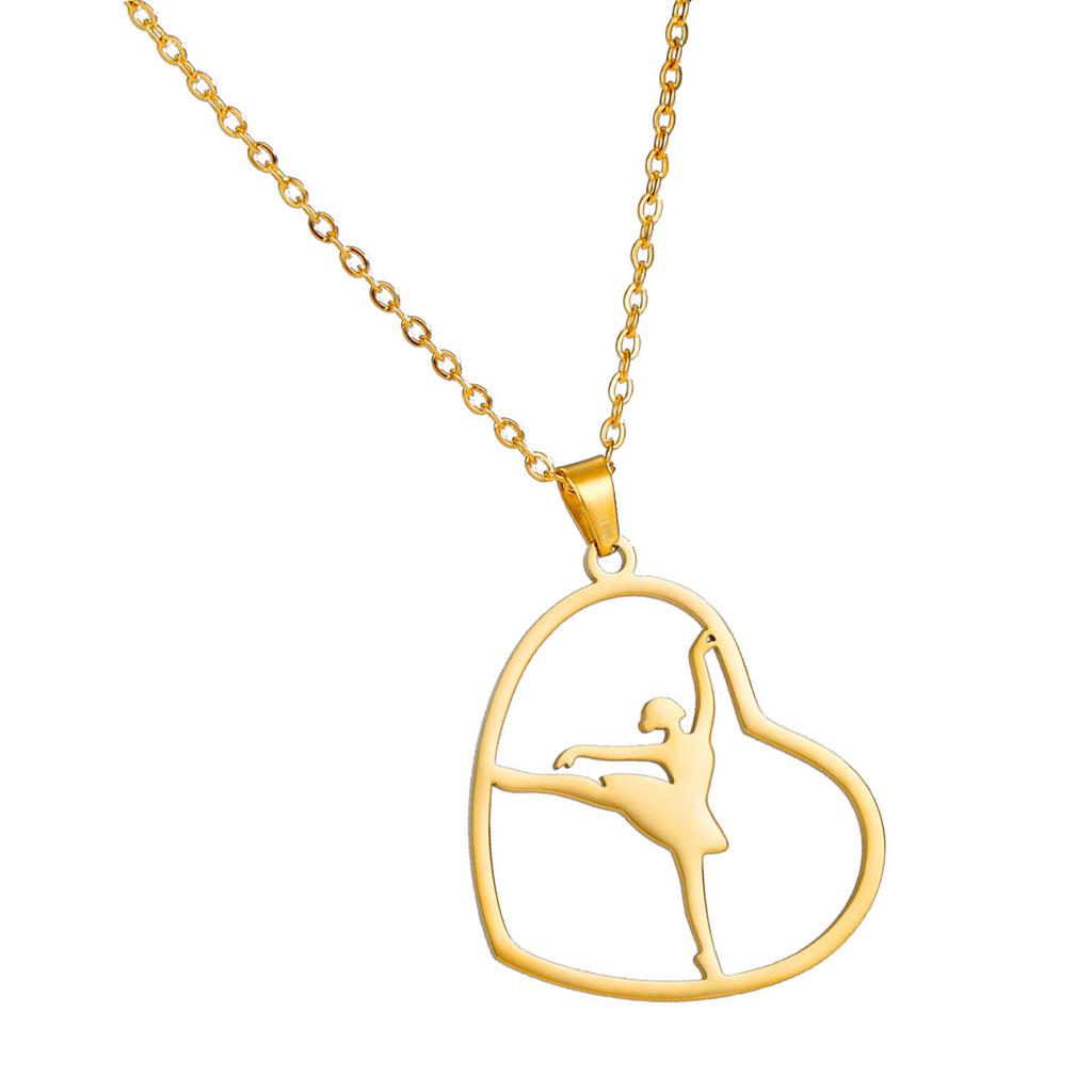 Gymnastics Necklace Heart Charm Necklace Dance Neck Jewelry Stainless Steel Texture Suitable for Special Occasions