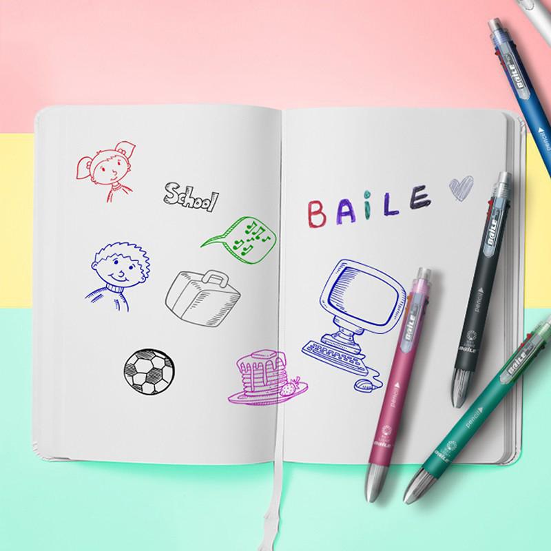 6 in 1 Colored Ballpoint Pen 5 Colors and 1 Mechanical Pencil Multifunctional