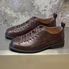New High-end Commuting Bowling Shoes Height Increasing Derby Shoes Casual Formal Wear Business Personality Retro Lace Up Design