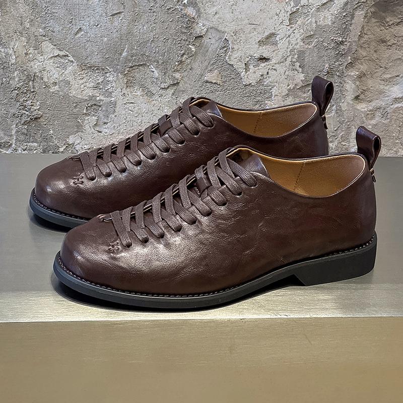 New High-end Commuting Bowling Shoes Height Increasing Derby Shoes Casual Formal Wear Business Personality Retro Lace Up Design