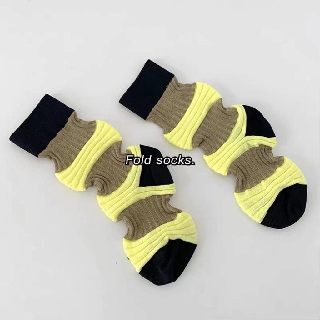 Japanese Niche Tide Brand Designer Striped Lantern Pig Large Intestine Socks Internet Celebrity Xiaohongshu Medium Tube Pure Cotton Socks