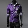 Single-breasted Chinese Style Shirt Turn-down Collar Long Sleeve Men Autumn Top for Daily Wear