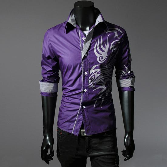 Single-breasted Chinese Style Shirt Turn-down Collar Long Sleeve Men Autumn Top for Daily Wear