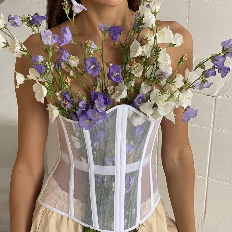 Women's European & American Mesh Lace-up Slimming Corset Vest