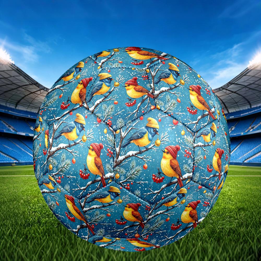 1pc Winter Birds Scene Theme Soccer Ball Football, Size 5, Lightweight PVC, Durable Outdoor Training Soccer Ball, Gift m61475
