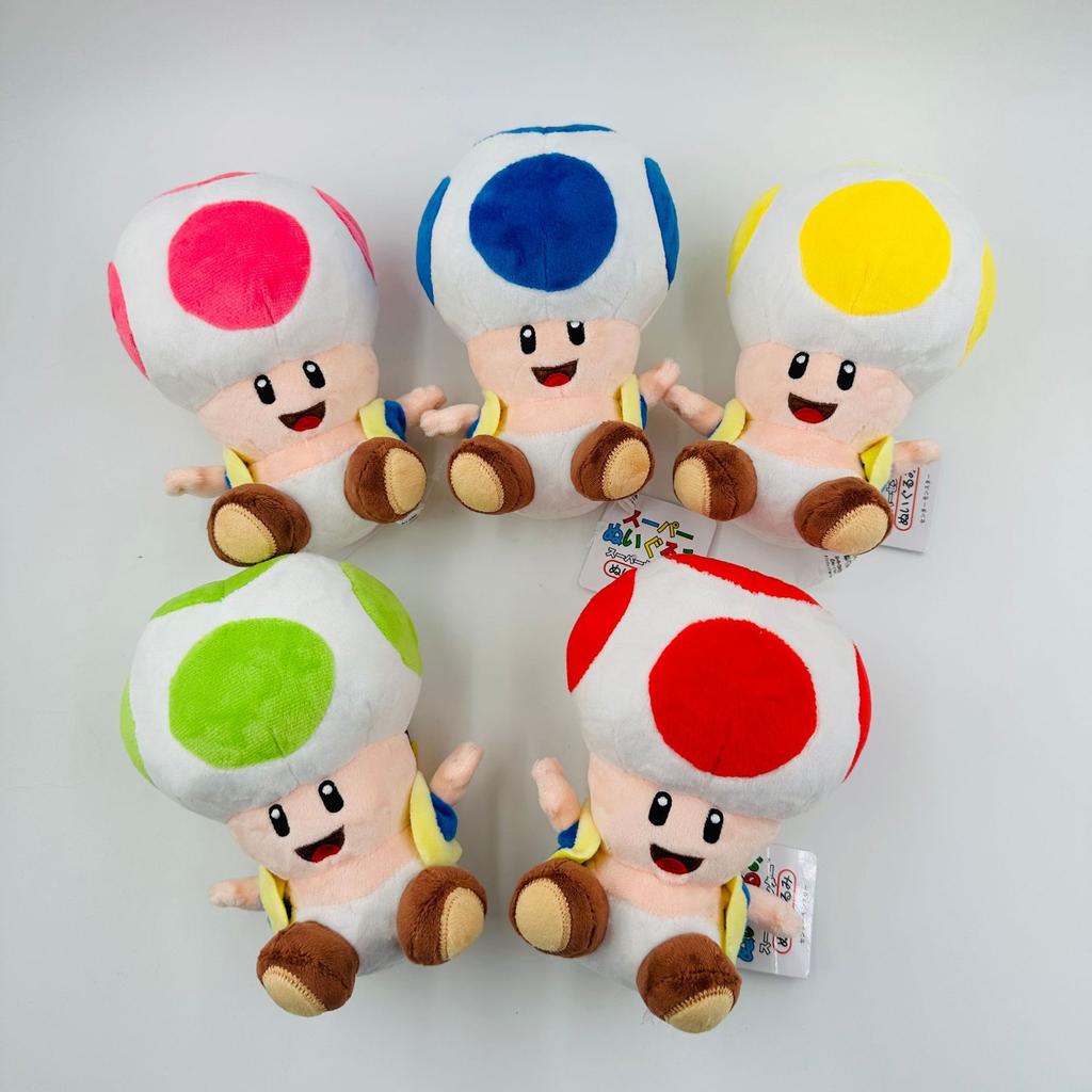 17 cm Super Mario 5-Farben Sitzen Offenen Pilz Mann Kröte Chinoobio Cutoff Weste Plüsch Puppe