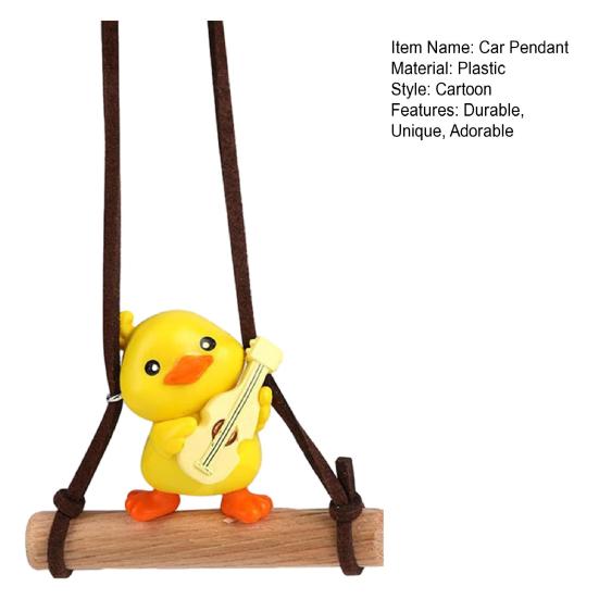 Swing Duck Pendant Car Rearview Mirror Ornament Cute Animated Car Interior Decor Plastic Bag Charm Keychain