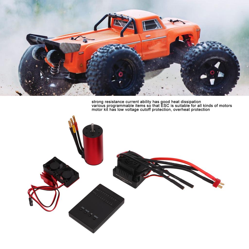 RC Brushless Motor Set 2150KV with 120A Brushless ESC Dual Fan Heat Sink Program Card Combo Set For Traxxas 1/8 RC Crawler