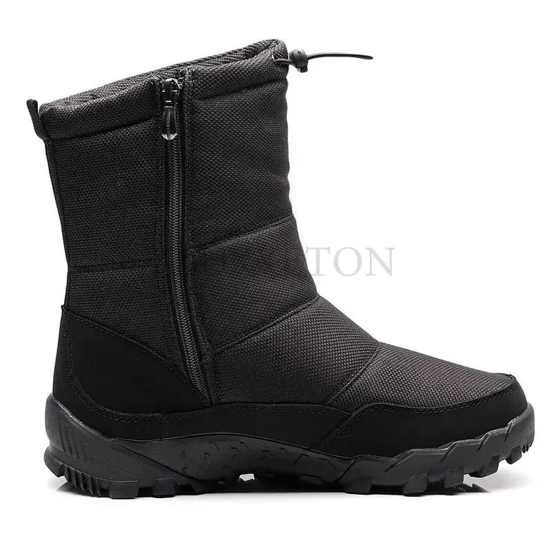 Schneestiefel Herren Wanderschuhe Wasserdichte Winterstiefel mit Fell Winterschuhe Rutschfest Outdoor Herrenstiefel Plateau Dick Plüsch Warm