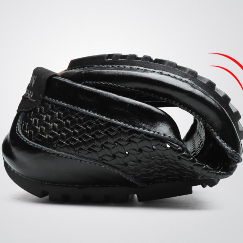 Heren Casual Schoenen Luxe Merk Zomer Echt Leer Heren Loafers Mocassins Uitgehold Ademend Slip On Rijschoenen