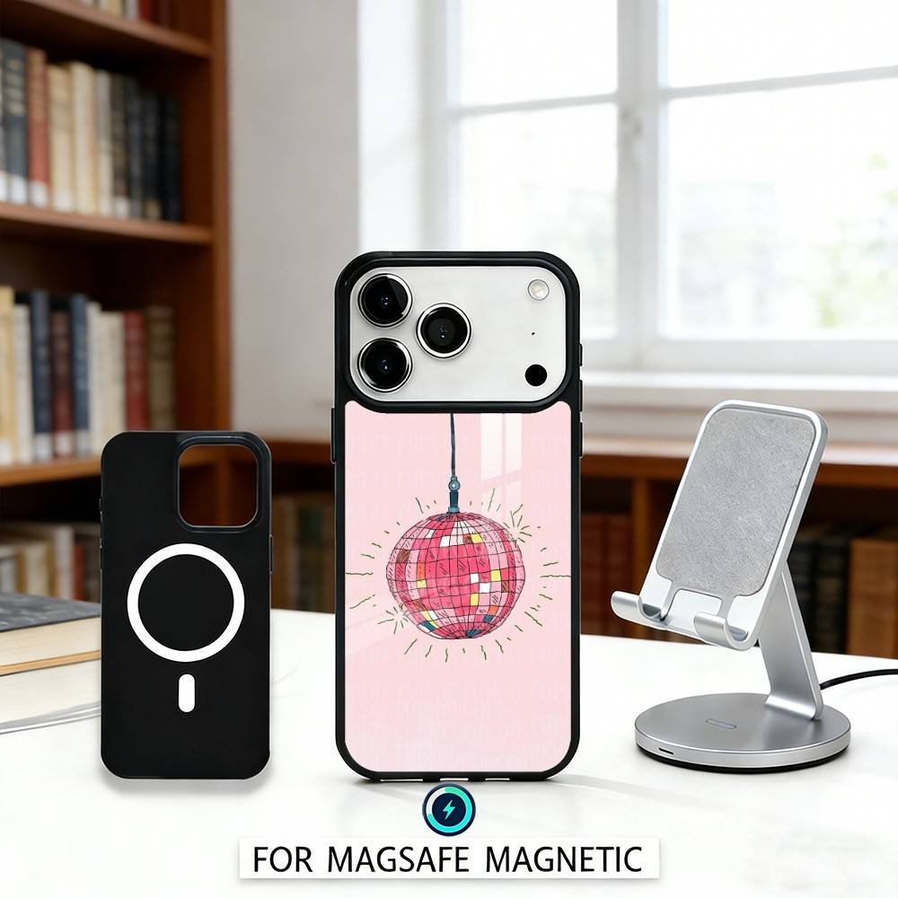 D-Disco Ball Art Phone Case For iPhone17,16,15,14,13,12,Pro,Max,Magnetic For Magsafe Wireless Charging