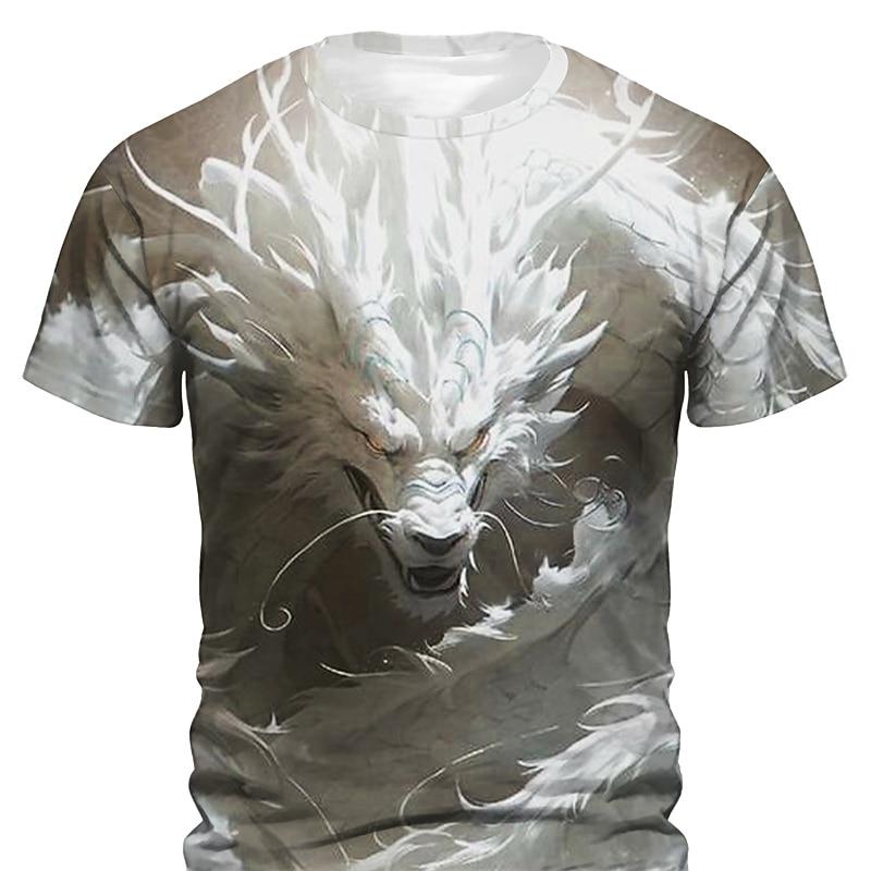 

Men s Graphic Animal Dragon T Shirt Short Sleeve T shirt 3D Print Crew Neck Shirt Daily Designer Retro Vintage XL