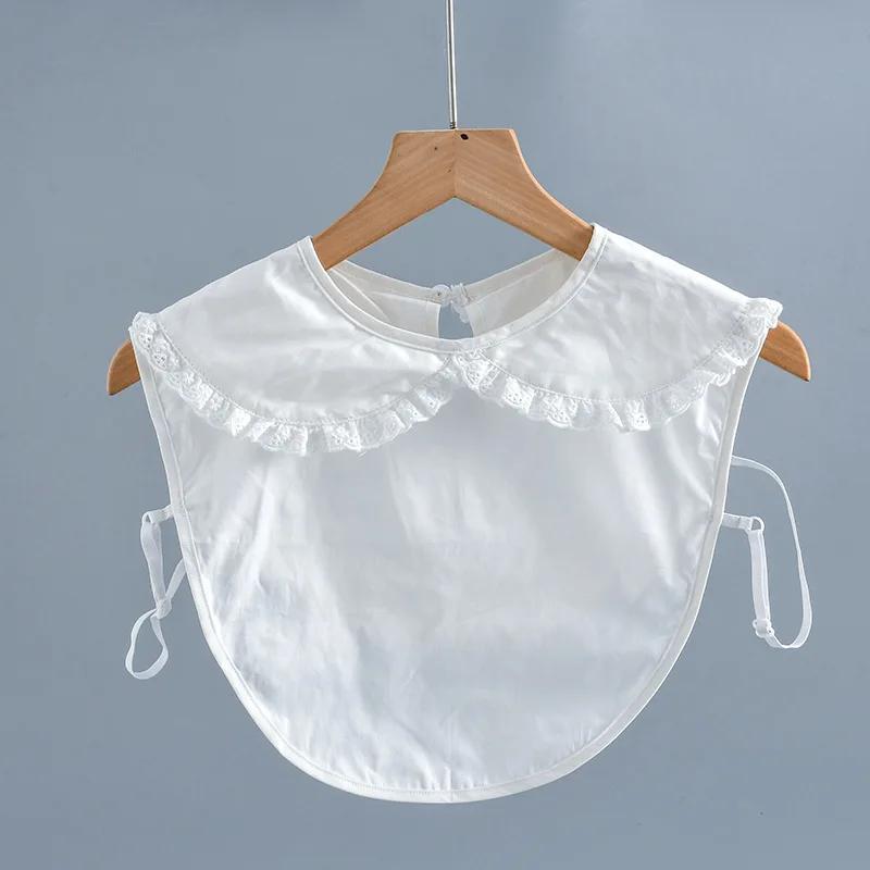 Damen Hemd Abnehmbarer Falscher Kragen Mädchen Rüschen Spitze Floral Weiß Halbes Hemd Halskette Schal Schulterwickel Falscher Kragen