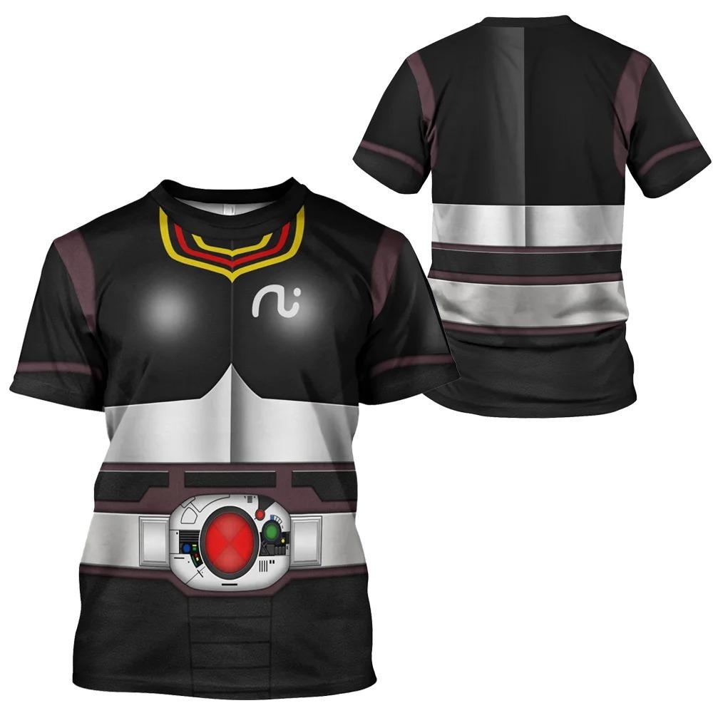 Kamen Rider W CycloneJoker T-shirts Japanese Tokusatsu Cosplay 3D Print Kids Tees Summer Men/Women Harajuku Short Sleeve Y2k Top