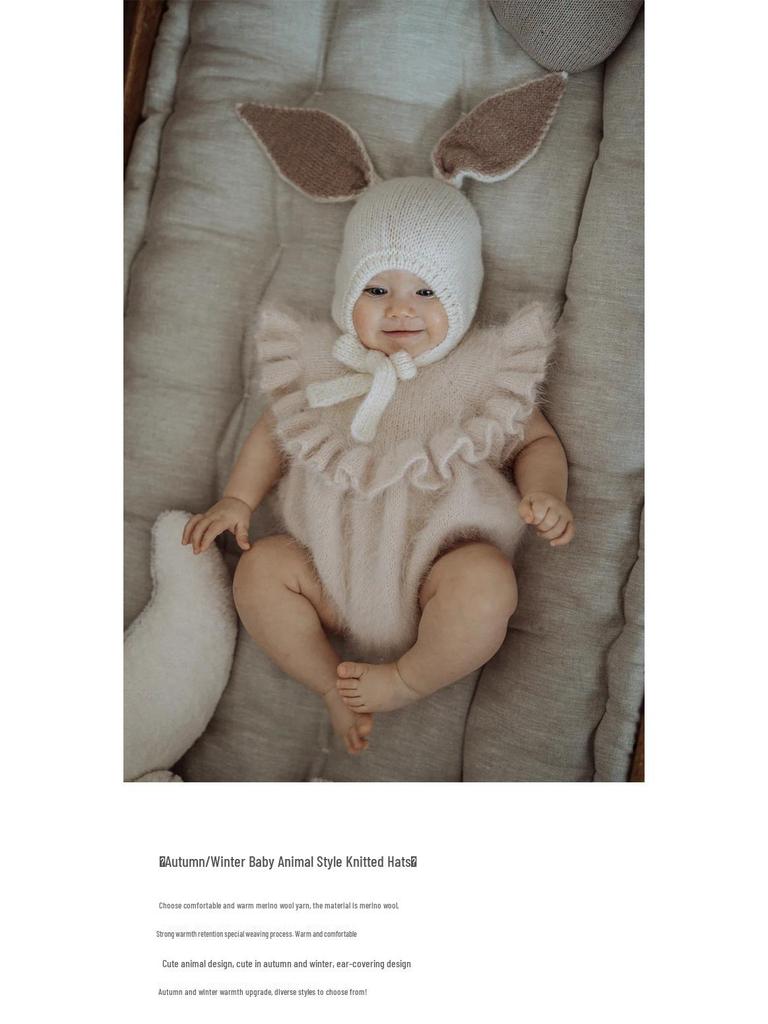 Soft & Cute Baby Animal Knit Hat with Cat Ears - Autumn/Winter 2025, Ear Protection for Infants & Toddlers
