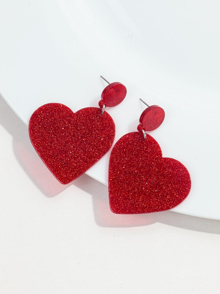 New Valentine's Day Heart Acrylic Earring for Women Girls Glitter Colorful Love Shape Drop Earrings Fashion Jewelry Gifts