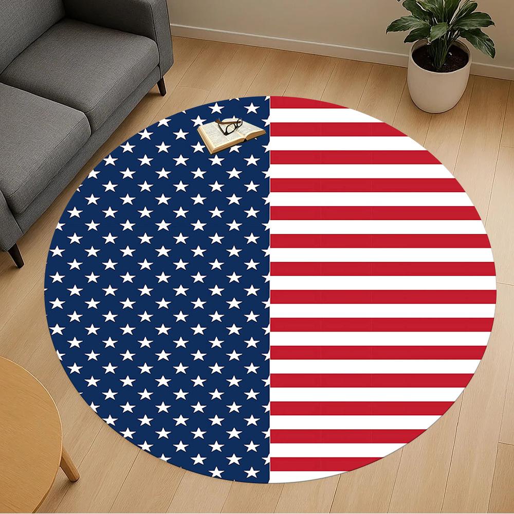 1pc American Flag Round Chair Mat Area Rug - Non-Slip, Floor Mat for Office, Bedroom, Home Decor Christmas Gift-1002367