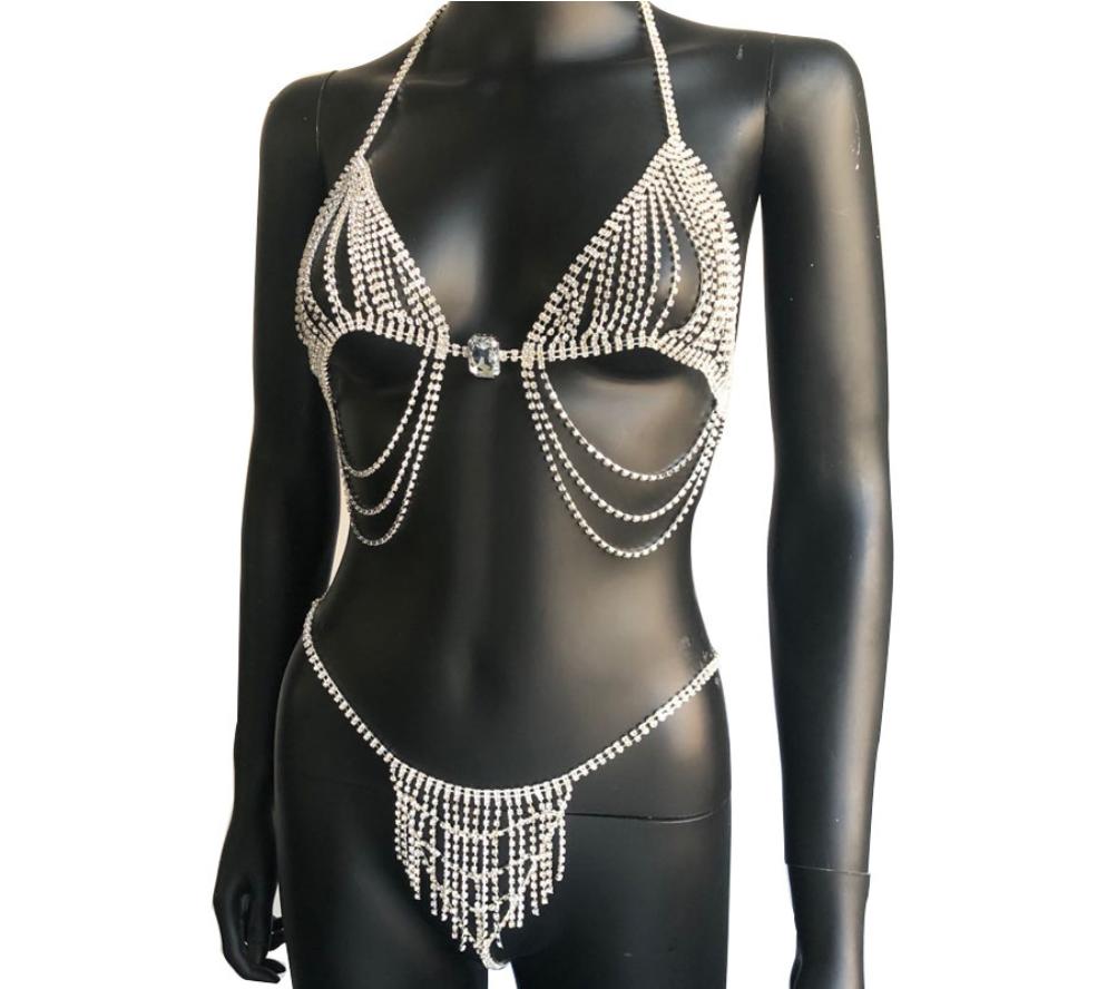 Luksusa Dimanta Kristāla Bikini Ķermeņa Ķēdes