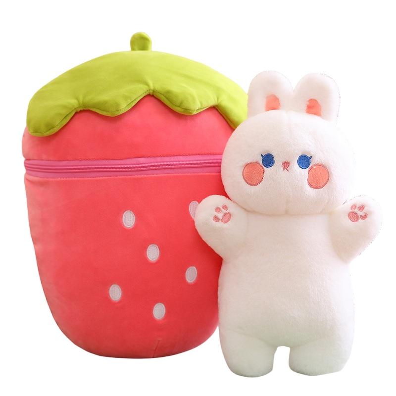 Cute Strawberry Bunny Plush Toy Soft And Cuddly Stuffed Animal For Girls 30cm/0.18kg