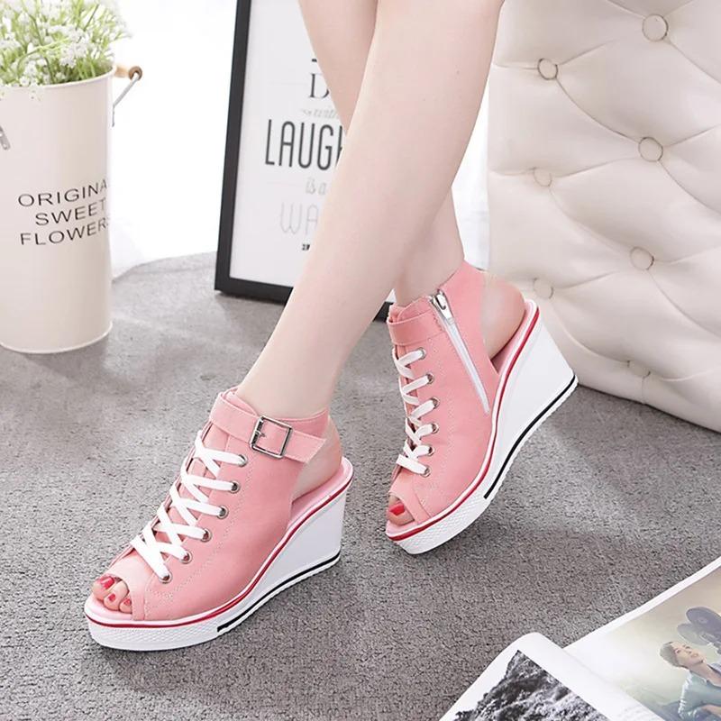 Women Sandals Lady Platform Wedges Sandals Zipper Comfortable Women's Toe Casual Summer Sports Shoes Sandalias