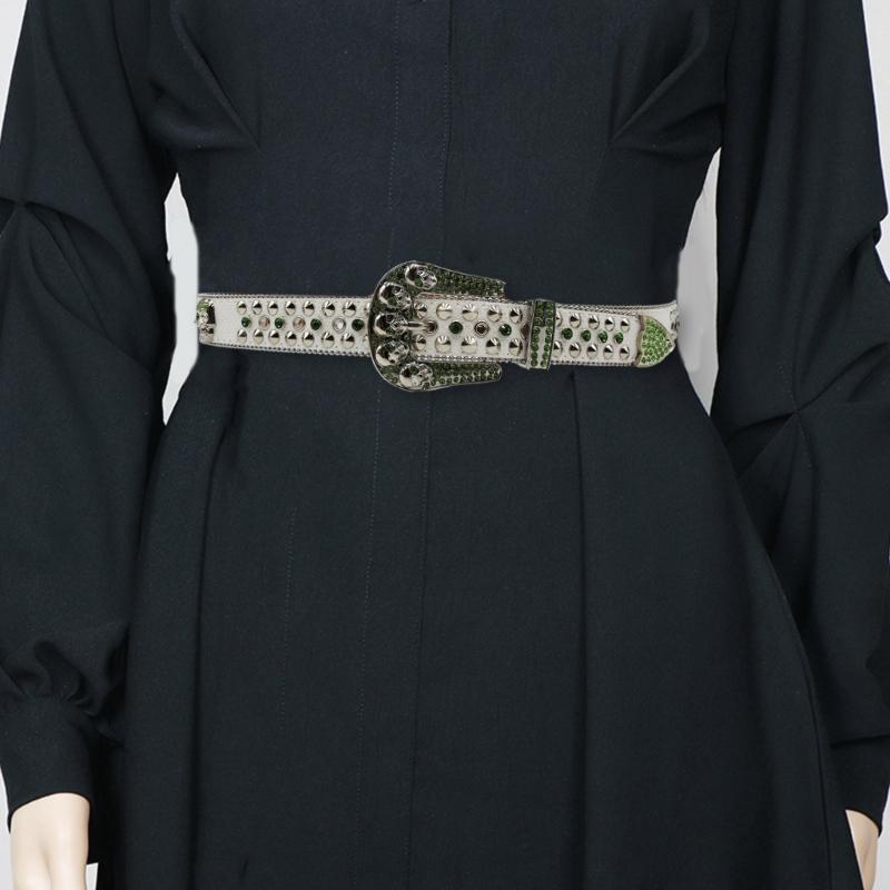 Blingbling Rhinestones Waist Belt Studded Grommet Buckle Rivets Costumes Rhinestones Heavy Duty for Jeans Pants