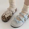 Fashion 2025 New Ladies Shoes Closed Toe Women's Sandals Fashion String Bead Casual Summer Leopard Print Butterfly-knot Flat Sandals
