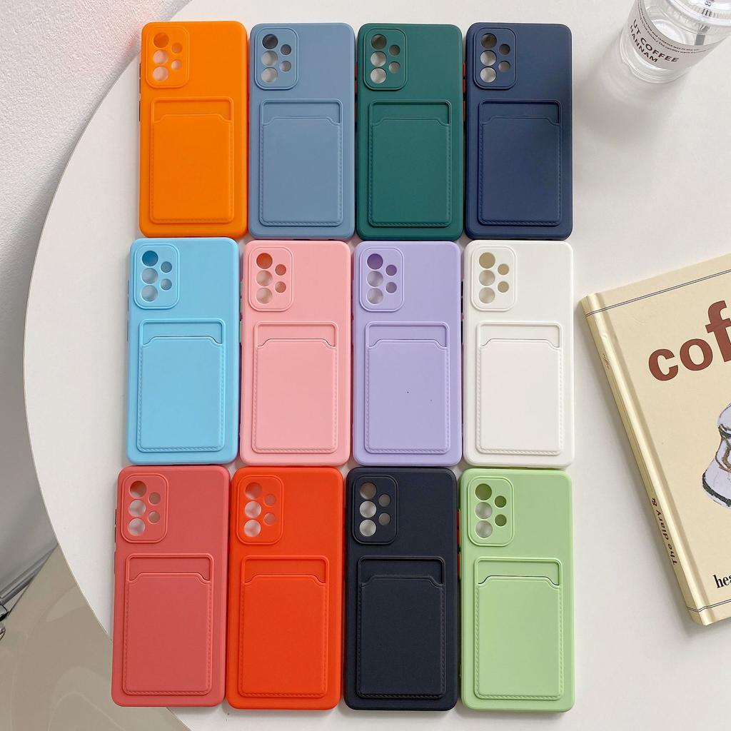 Suitable for Samsung S23 S25Ultra Integrated Card Case S22 Contrasting Color Button Skin Feeling Shell A36 A55
