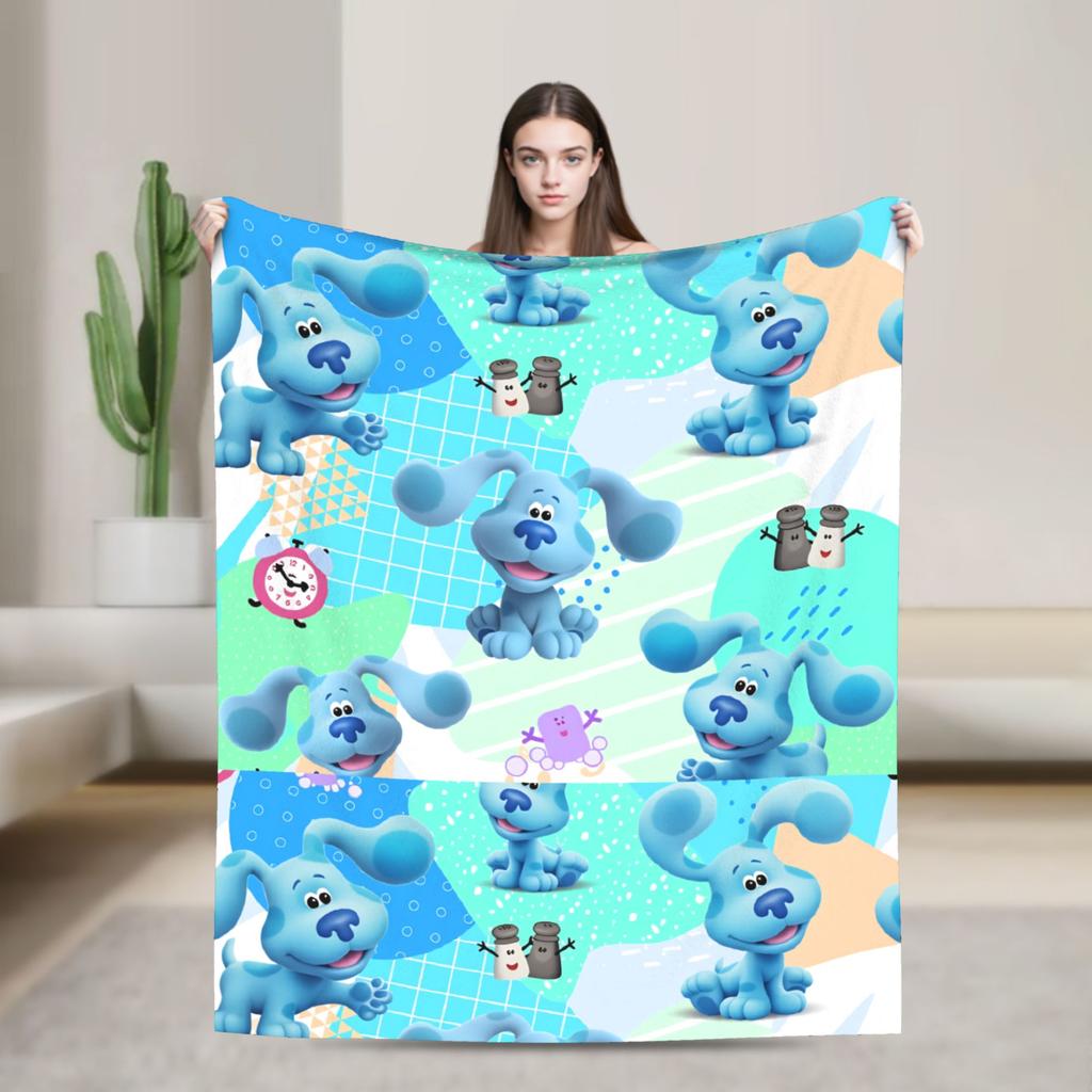 Soft Warm Blanket Airplane Travel Blue's Clues Collage Throw Blanket Cartoon Flannel Bedspread For Couch Chair Sofa Bed Sofa Bed
