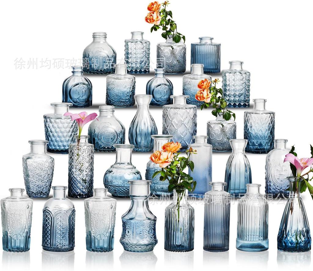 Clear Bud Vases Bulk Small Flower Vases for Wedding Decor Glass Vintage Bottle Set for Centerpieces Home Decor Bottles